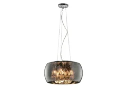 LED Pendelleuchte mit Glas Chrom in Rauchglas Optik & Kristallbehang Ø 40cm