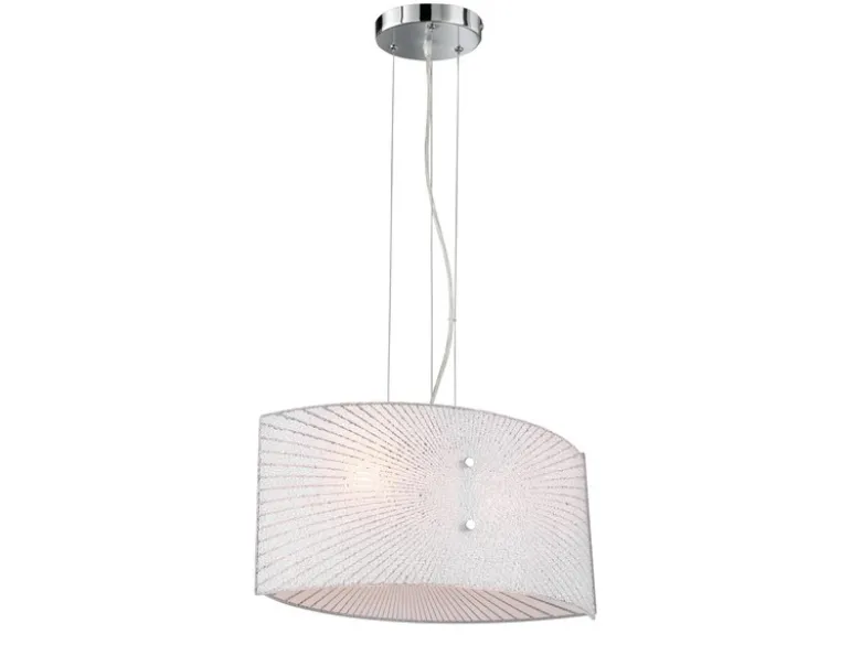 LED Pendelleuchte mit Glas Lampenschirm Weiß Oval, Breite 40cm