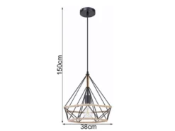 LED Pendelleuchte mit Hanfseil und Drahtgestell Schwarz, Ø 38cm