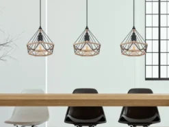 LED Pendelleuchte mit Hanfseil und Drahtgestell Schwarz, Ø 25cm