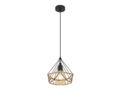 LED Pendelleuchte mit Hanfseil und Drahtgestell Schwarz, Ø 25cm