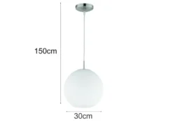 LED Pendelleuchte mit Kugel aus weißem Opalglas, Ø 30cm