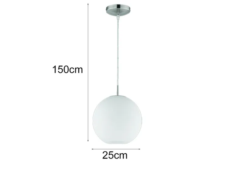 LED Pendelleuchte mit Kugel aus weißem Opalglas, Ø 25cm
