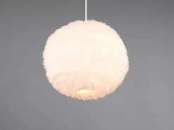LED Pendelleuchte mit Kugel Lampenschirm aus Plüsch, Ø 35cm