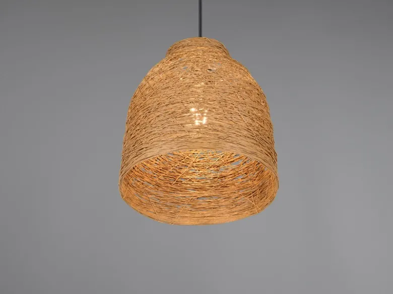 LED Pendelleuchte mit Lampenschirm aus geflochtenem Papiergarn, Ø 25cm