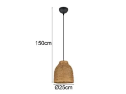 LED Pendelleuchte mit Lampenschirm aus geflochtenem Papiergarn, Ø 25cm