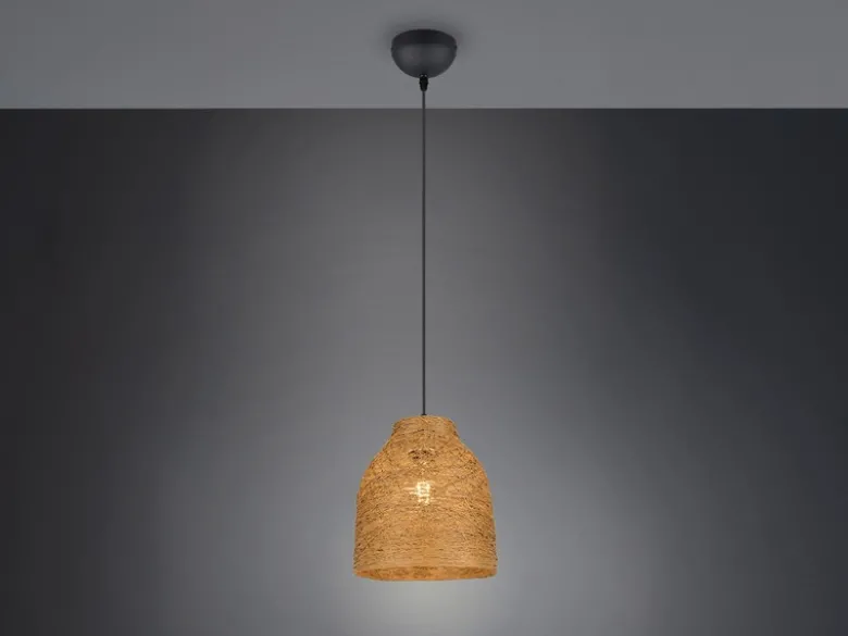 LED Pendelleuchte mit Lampenschirm aus geflochtenem Papiergarn, Ø 25cm