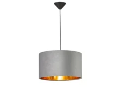 LED Pendelleuchte mit Lampenschirm Samt Grau - innen Gold, Ø 40cm