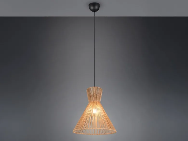 LED Pendelleuchte mit Lampenschirm aus braunem Papiergarn, Ø 35cm