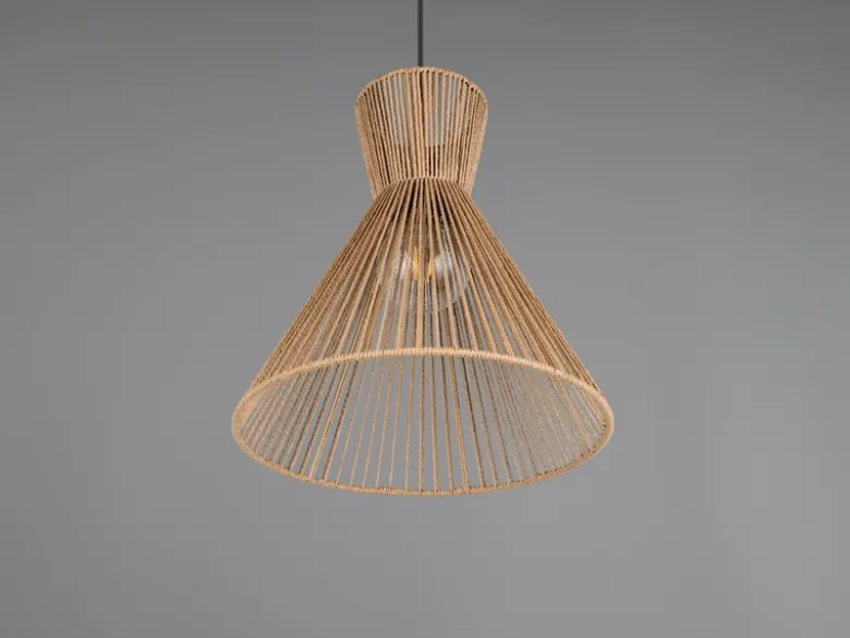 LED Pendelleuchte mit Lampenschirm aus braunem Papiergarn, Ø 35cm