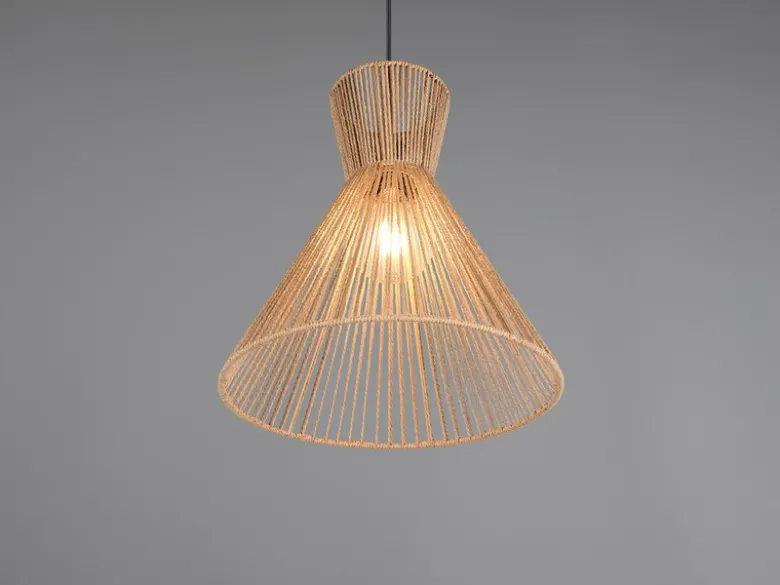 LED Pendelleuchte mit Lampenschirm aus braunem Papiergarn, Ø 35cm