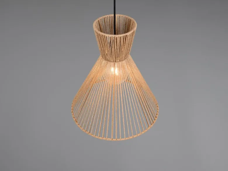 LED Pendelleuchte mit Lampenschirm aus braunem Papiergarn, Ø 35cm