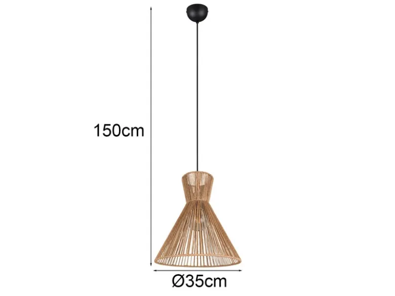 LED Pendelleuchte mit Lampenschirm aus braunem Papiergarn, Ø 35cm