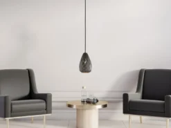 LED Pendelleuchte mit Lasercut Muster geometrisch Anthrazit innen Gold, Ø 15cm