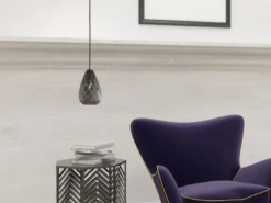 LED Pendelleuchte mit Lasercut Muster geometrisch Anthrazit innen Gold, Ø 15cm