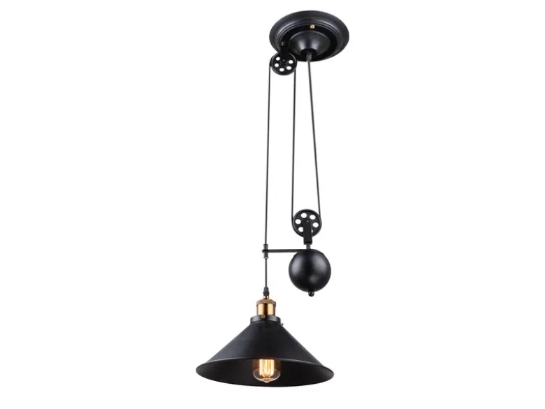 LED Pendelleuchte mit Metallschirm Schwarz, Höhe 90cm-180cm