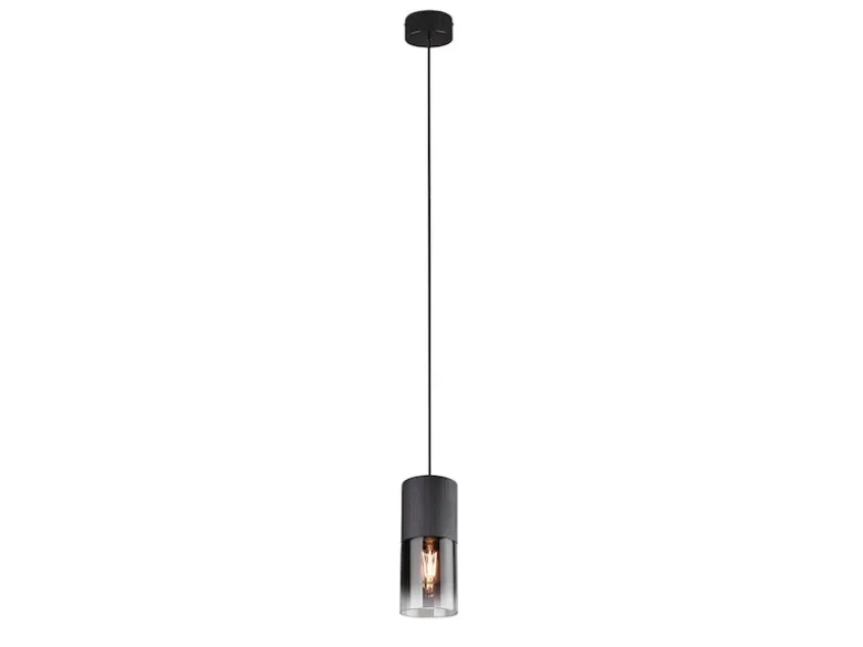 LED Pendelleuchte mit Rauchglas 1-flammig Metall Schwarz, Ø 10cm