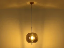 LED Pendelleuchte mit Rauchglas 1-flammig Metall Messing, Ø 30cm