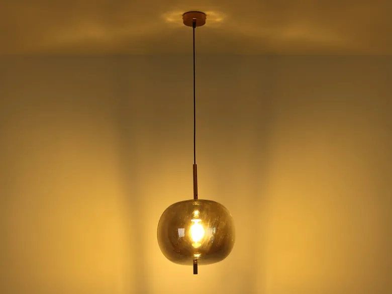 LED Pendelleuchte mit Rauchglas 1-flammig Metall Messing, Ø 30cm