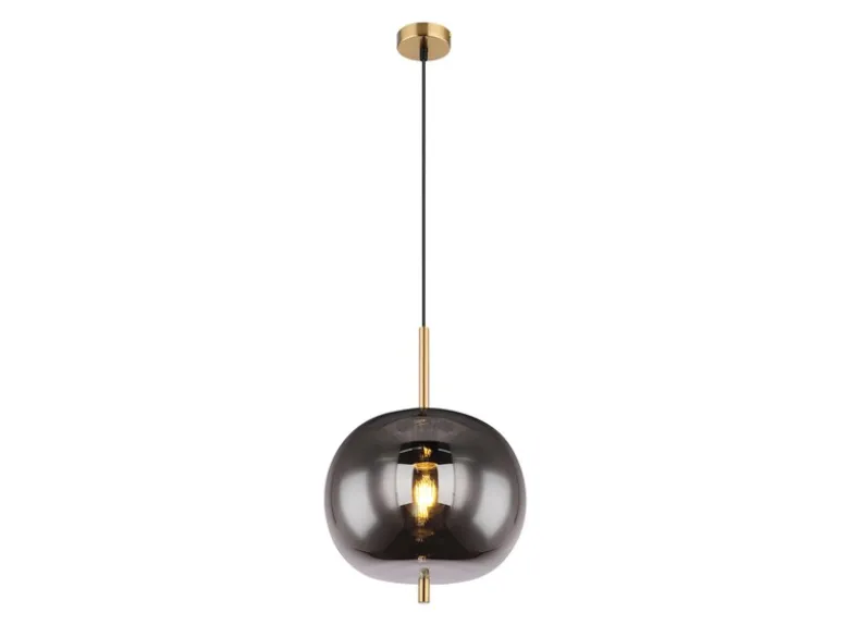 LED Pendelleuchte mit Rauchglas 1-flammig Metall Messing, Ø 30cm