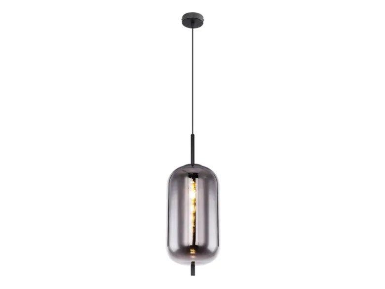 LED Pendelleuchte mit Rauchglas 1-flammig Metall Schwarz, Ø 22cm