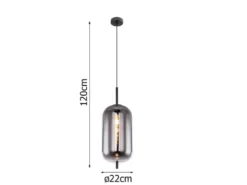 LED Pendelleuchte mit Rauchglas 1-flammig Metall Schwarz, Ø 22cm