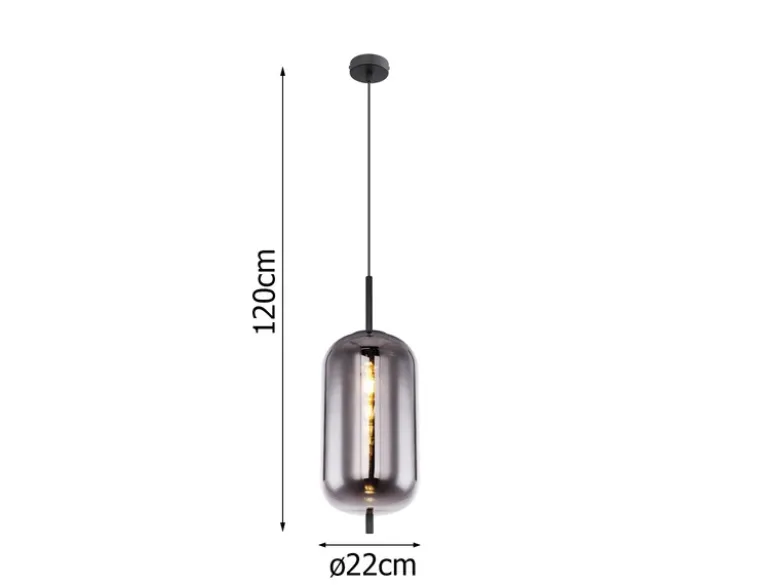LED Pendelleuchte mit Rauchglas 1-flammig Metall Schwarz, Ø 22cm