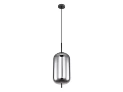 LED Pendelleuchte mit Rauchglas 1-flammig Metall Schwarz, Ø 22cm