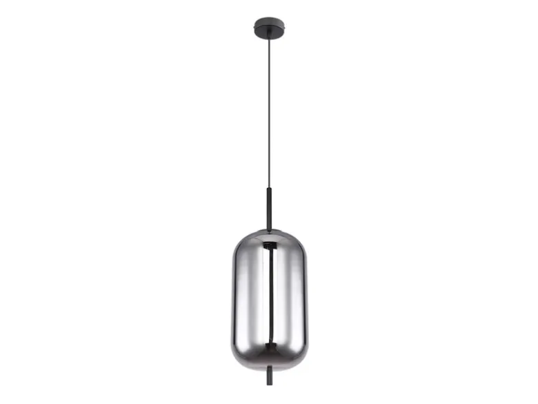 LED Pendelleuchte mit Rauchglas 1-flammig Metall Schwarz, Ø 22cm