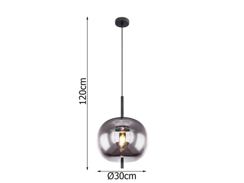 LED Pendelleuchte mit Rauchglas 1-flammig Metall Schwarz, Ø 30cm
