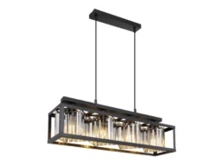 LED Pendelleuchte mit Rauchglas Kristallen 4-flammig, Breite 68cm