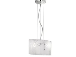 LED Pendelleuchte mit satiniertem Glas Lampenschirm mit Dekor, Breite 40cm