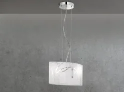 LED Pendelleuchte mit satiniertem Glas Lampenschirm mit Dekor, Breite 40cm