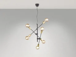 LED Pendelleuchte mit schwenkbaren Armen, in Schwarz & Bronze, Ø 54cm