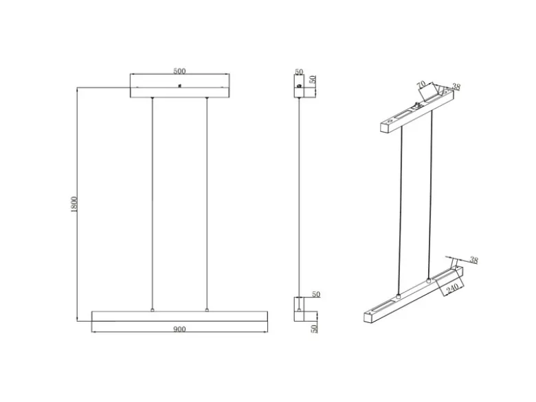 LED Pendelleuchte PAROS Weiß, Breite 90cm für DUOline Schienensystem