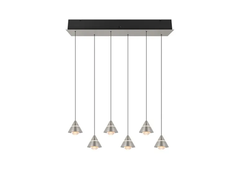 LED Pendelleuchte ROMEO höhenverstellbar, 6-flammig Silber, Breite 75cm