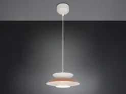 LED Pendelleuchte skandinavisch mit Metall Lampenschirm Grau Braun Ø 40cm