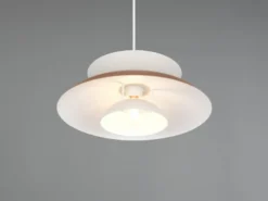 LED Pendelleuchte skandinavisch mit Metall Lampenschirm Grau Braun Ø 40cm