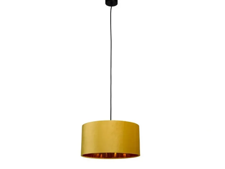 LED Pendelleuchte Vintage mit Lampenschirm Samt Gelb / Gold, Ø 40cm