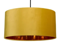 LED Pendelleuchte Vintage mit Lampenschirm Samt Gelb / Gold, Ø 40cm