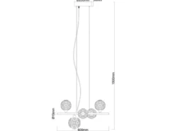 LED Pendelleuchte VIRINA 5-flammig Gold mit Kristall Glaskugeln, Breite 61cm