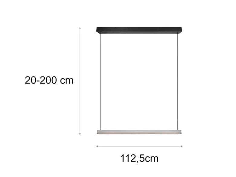 LED Pendelleuchte WALLACE dimmbar & höhenverstellbar, Schwarz Silber, B: 112,5cm