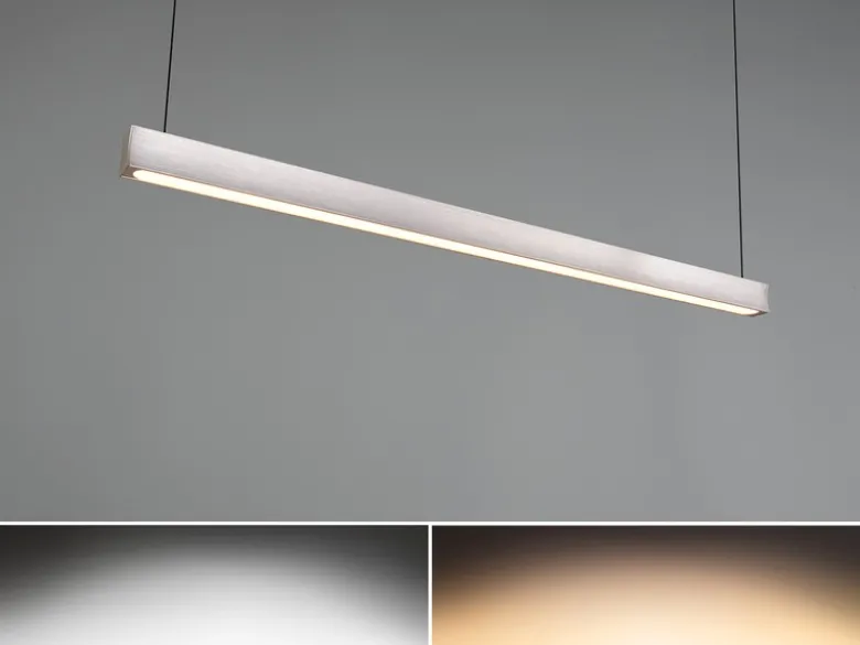 LED Pendelleuchte WALLACE dimmbar & höhenverstellbar, Schwarz Silber, B: 112,5cm