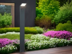 LED Pfostenleuchte mit Bewegungsmelder im 3er SET Anthrazit IP54 H.100 cm