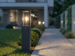 LED Pollerleuchte mit Bewegungsmelder in Anthrazit, Höhe 80cm