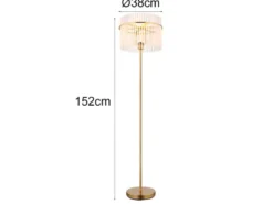LED Retro Stehleuchte mit transparenten Echtglas Stäben, Höhe 152cm