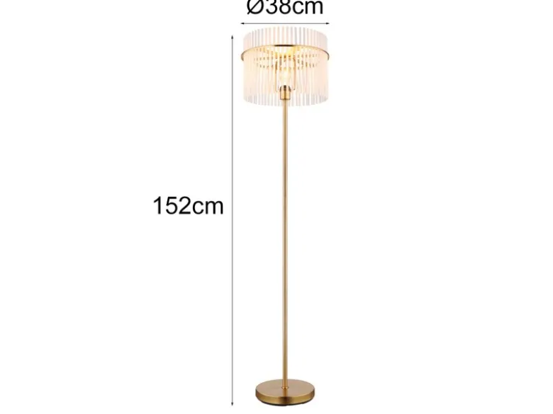LED Retro Stehleuchte mit transparenten Echtglas Stäben, Höhe 152cm