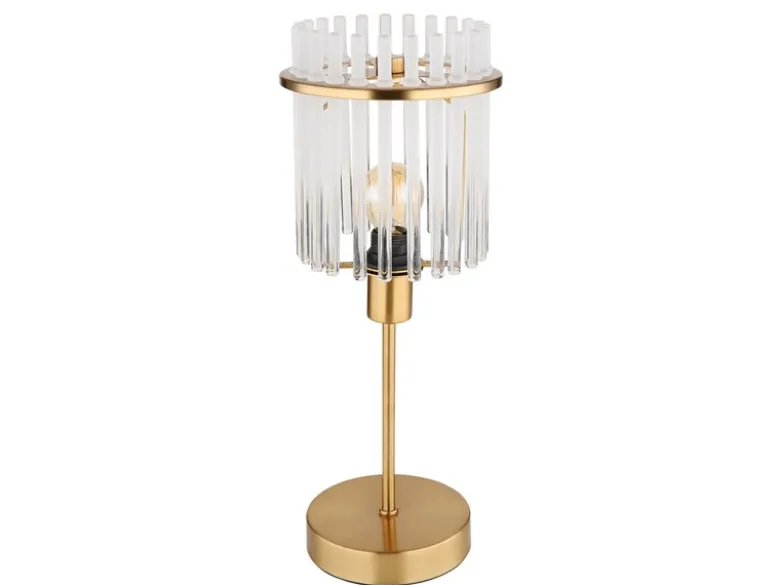 LED Retro Tischleuchte mit transparenten Echtglas Stäben, Höhe 37,5cm