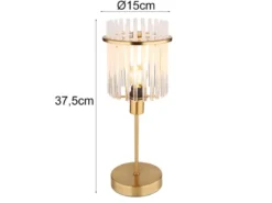 LED Retro Tischleuchte mit transparenten Echtglas Stäben, Höhe 37,5cm