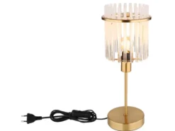 LED Retro Tischleuchte mit transparenten Echtglas Stäben, Höhe 37,5cm
